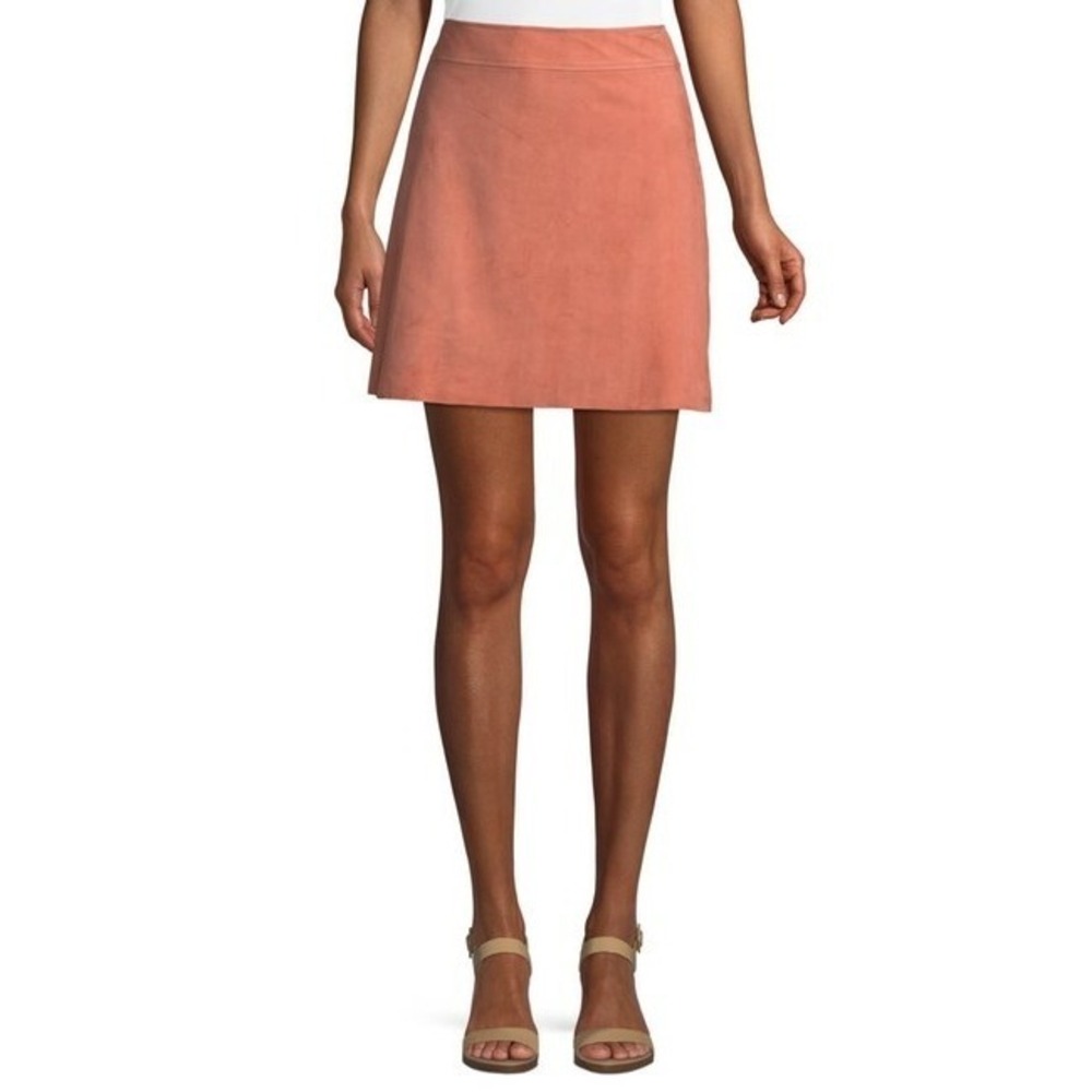 Theory Terracotta Orange 100% Lamb Leather Suede Highwaist‎ Mini S Tidle Skirt 4